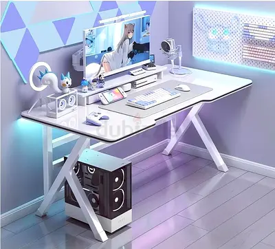 Large Gaming Desk, Computer Desk, K-Shaped Table, PC Gaming Workstation Home Office Desks,