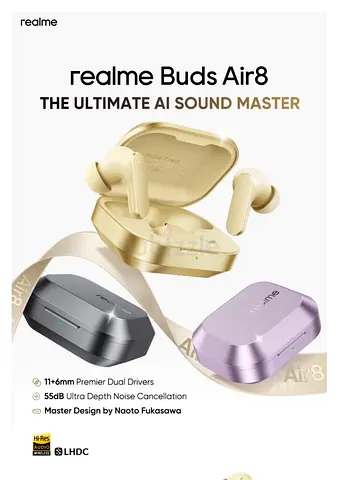 Realme Buds Air8 True Wireless Earbuds - gold