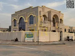 🏝️ Corner villa with 4 stone facades in Al Zahia, private pool, fully furnished, unparalleled l