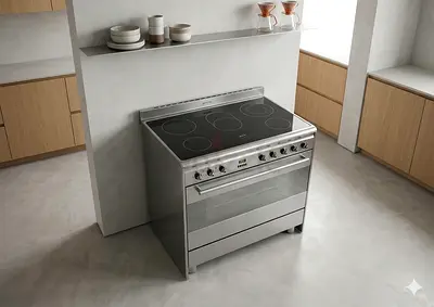 Smeg latest model full electric ceramic 5 hobs oven dual fan cooking range stainless Steel finish 90