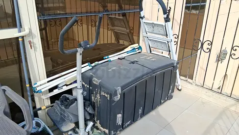 Used large outdoor storage trunk / deck box - good for garden or balcony, a ladder  exercise rower