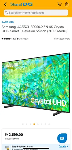 Samsung 55 Crystal UHD 4K Smart TV (2023) - Model UA55CU8000UXZN