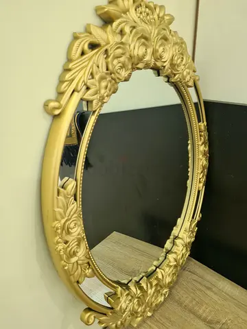Plastic framed Ornate Gold Floral Oval Wall Mirror 55x80cm