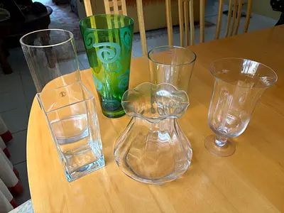 Set of 6 Glass Vases and Decorative Glassware - Mixed Styles