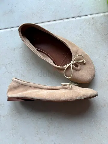 Zara Beige Suede Womens Ballet Flats - Size 35