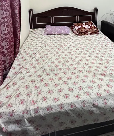 Wooden Double Bed with Headboard - Good Condition
