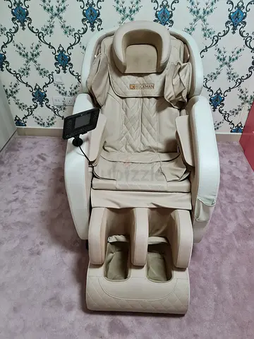Beige Full-Body Massage Chair with Foot  Calf Massager