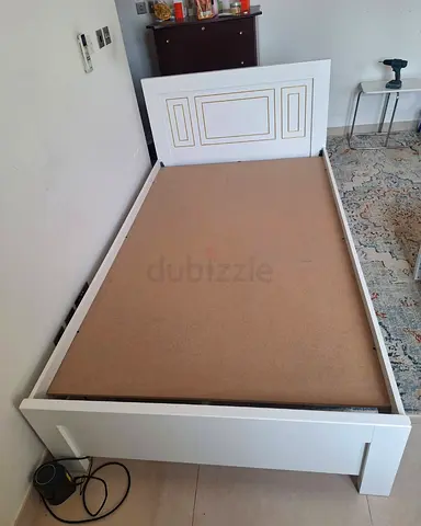 Single white wooden bed frame with headboard - good condition