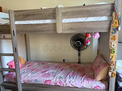 Wooden Bunk Bed - Single over Single, Light Oak Finish