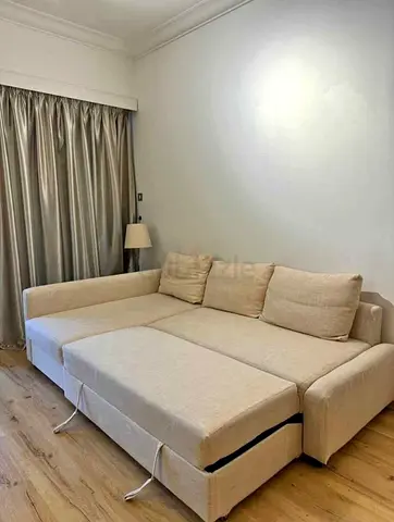 Beige Fabric L-Shaped Sofa Bed with Storage