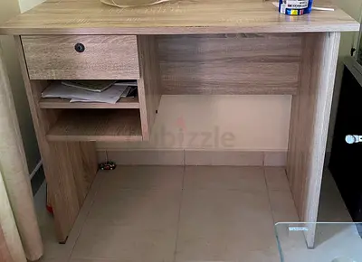 Compact wooden study desk with drawer and shelves - light oak - ( Rate negotiable)