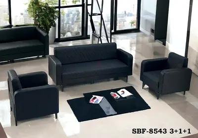 Modern 3+1+1 Black Sofa Set – Good Condition