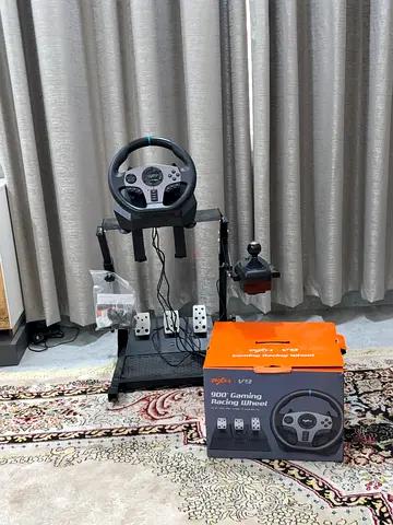 Logitech-style Racing Wheel with Pedals and Gear Shifter - Complete Set