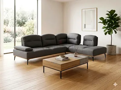 Home Center Limo Corner Sofa Dark grey Good condition