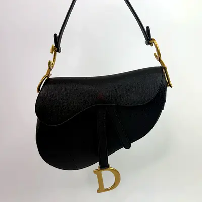 AUTHENTIC CHRISTIAN DIOR SADDLE BAG IN CALFSKIN LEATHER WITH STRAP