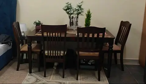 Urgent Sale – Wooden Dining Table with 4 Chairs