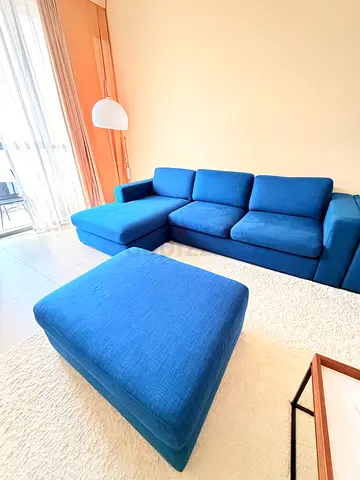 L-shaped Sofa, with storage and ottoman