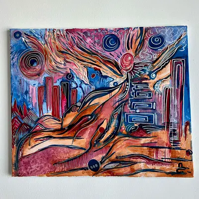 Original Abstract Mixed-Media Painting on Canvas — Urban Phoenix