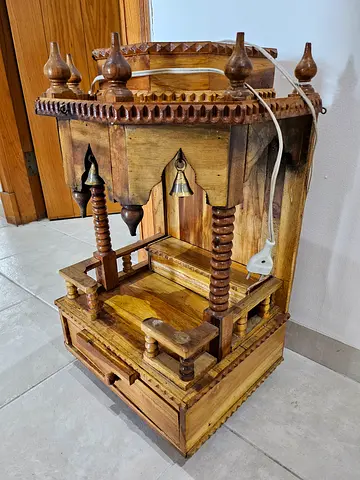 Handcrafted Solid Wood Antique-Style Temple