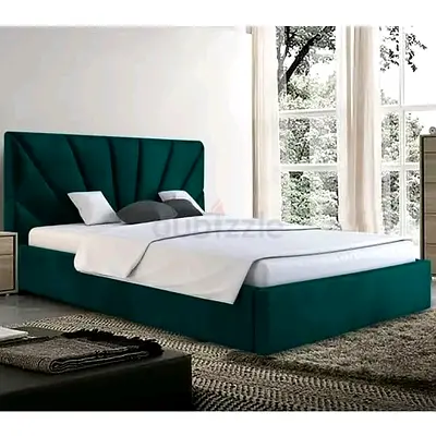 Queen Velvet Upholstered Bed with Padded Headboard - Teal