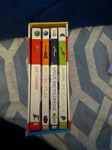 Set of 4 Children’s Reference Books — Animal  Space Encyclopedias, Picture Atlas, Dictionary