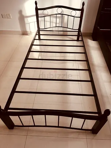 Single Metal Bed Frame with Headboard and Footboard -  with mattress