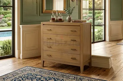 Crate barrel Dawson Light Brown Wood 4-Drawer Chest