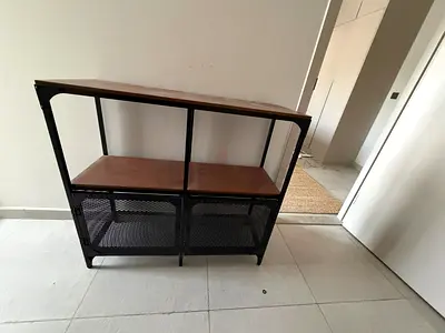 IKEA Industrial-style wooden and metal storage shelf (compact console)