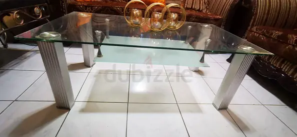 Glass Top Coffee Table with Metal Legs - Modern Low Profile