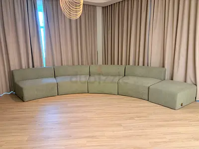 Large Curved Modular Sofa - 6-Piece Sage Green Set