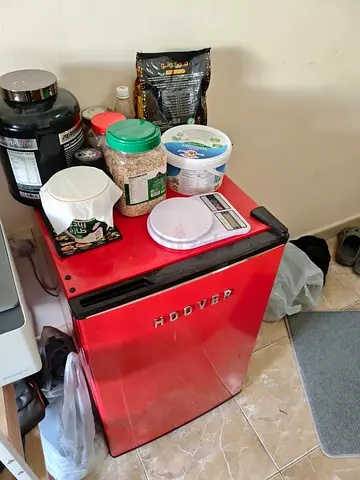 Red Hoover Mini Fridge - Compact Single Door (Used)