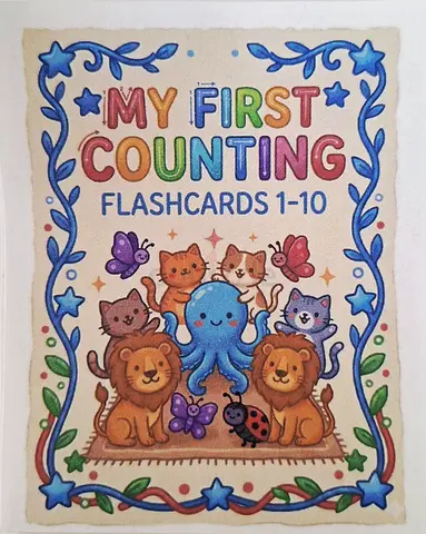 Customized My Phonics  First Counting Flashcards 1-10 Set of Childrens Counting Cards, Name labels