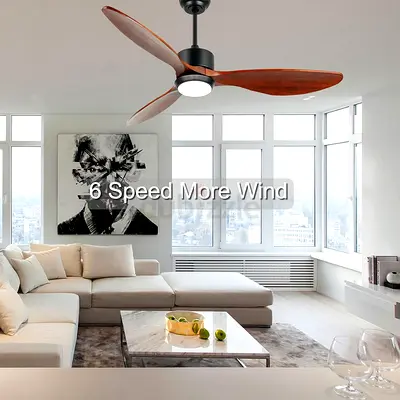 52-inch solid walnut ceiling fan with light and remote control