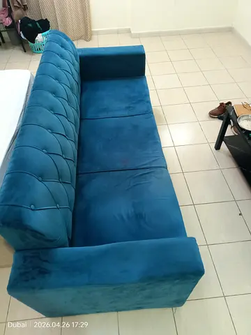 Blue Velvet 3-Seater Sofa