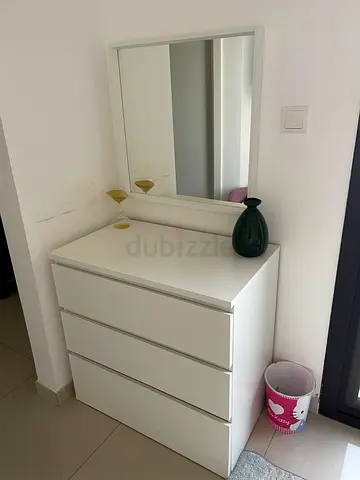 IKEA White 3-Drawer Dresser with Mirror