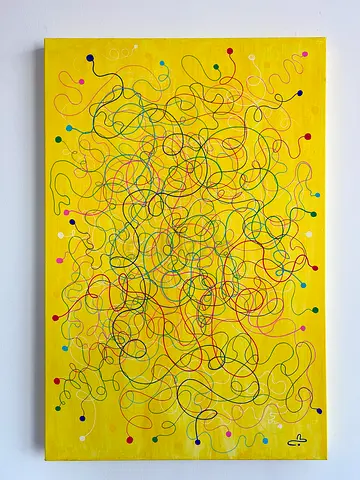 Connecting Minds — 2024 Mixed Media Abstract on Canvas (90 x 60 cm)