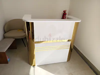 White and Gold Reception Counter New For Sale