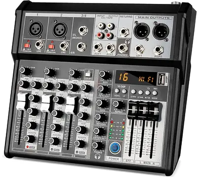Depusheng Professional Audio Mixer, Sound Table System with 4 Channel Audio Interface