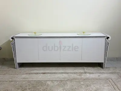 Romeo Paris Art Deco Designer Sideboard/Buffey_ Sculptural Black  White Statement Piece