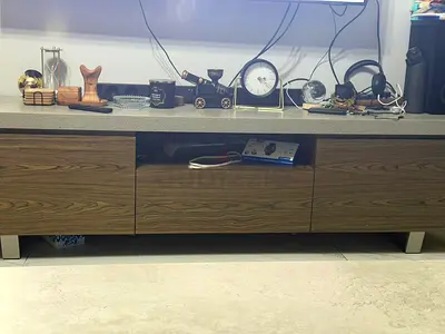 Low Modern TV Cabinet / Entertainment Unit - Wood Finish