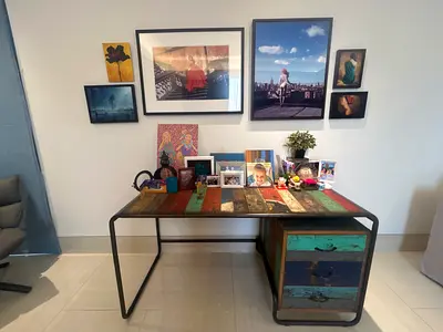 Vintage Reclaimed Wood Office Desk with Drawers