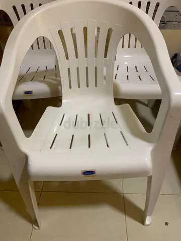 Set of 3White Plastic Outdoor Chairs - Good Condition