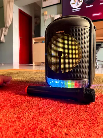 Geepas Portable Bluetooth Party Speaker with Mic and LED Lights