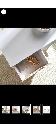 White Wooden Coffee Table with Drawer — Good Condition with small damage on the surface