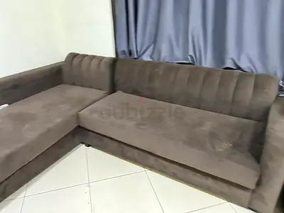 Brown L-shaped Corner Sofa — Good Condition, Comfortable Seating