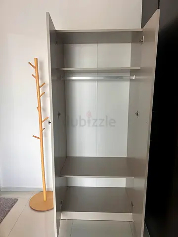 Multipurpose 2-Door Tall Wardrobe Grey - With 1 Year Warranty