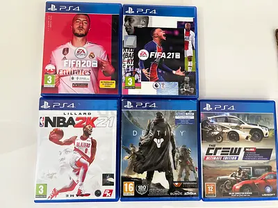 PS4 Game Bundle: FIFA 20, FIFA 21, NBA 2K21, Destiny, The Crew