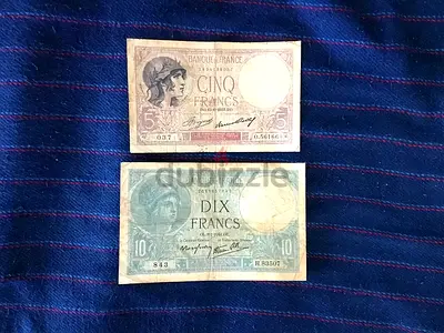 2 RARE VINTAGE FRANCE BANKNOTES