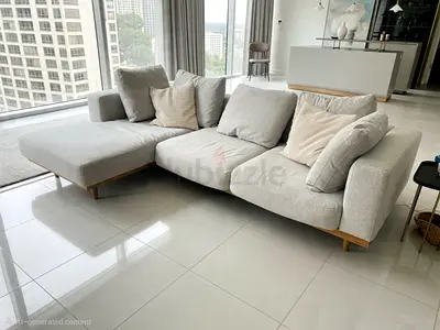 West Elm L Shape Sofa Beige Excellent condition