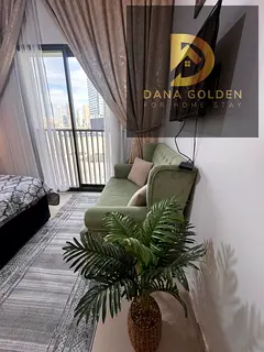 Furnished studio apartment for rent in Al Jazeera, with hotel-style furnishings.